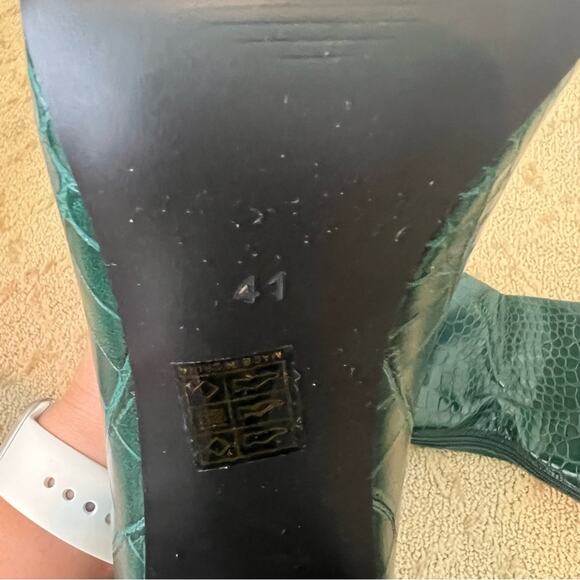 Lishan Women's Green Faux Croc Embossed Side Zip Ankle Boots Size EU41 - Picture 5 of 10